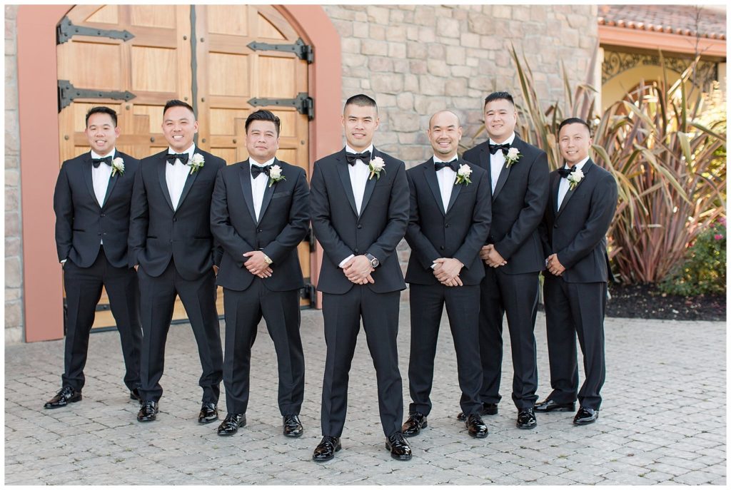 groomsmen in black tux for Casa Real wedding
