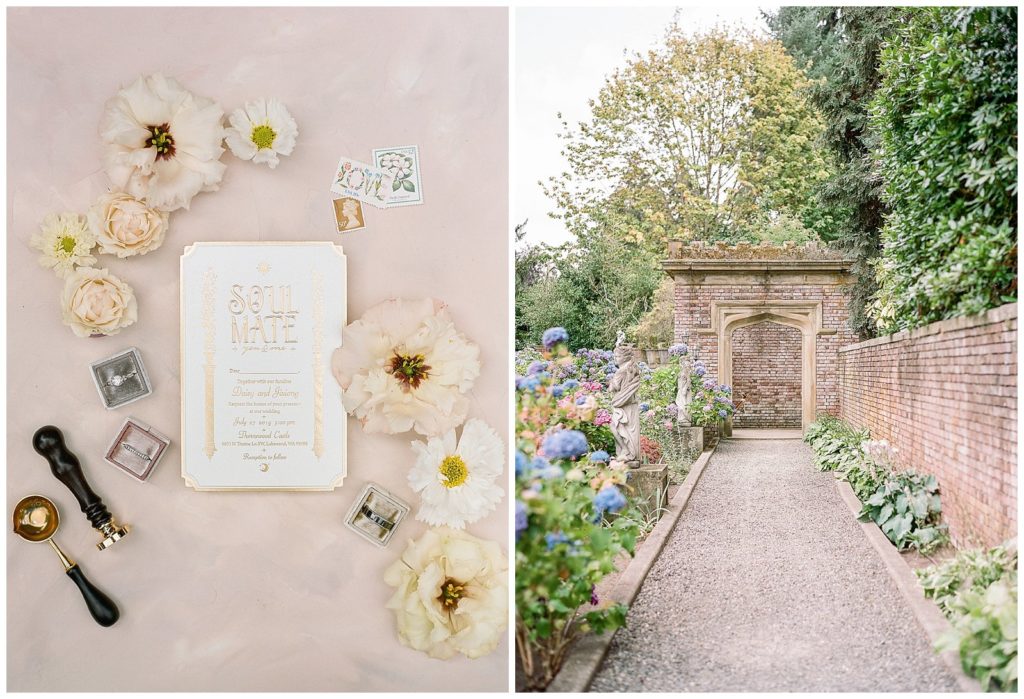 Simple save the date for Thornewood Castle wedding