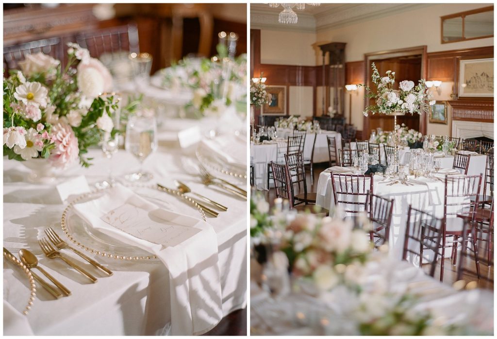 Indoor wedding reception at Thornewood Castle