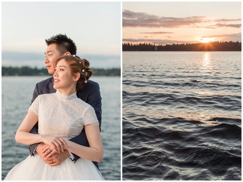 sunset photos on the dock at Thornewood Castle