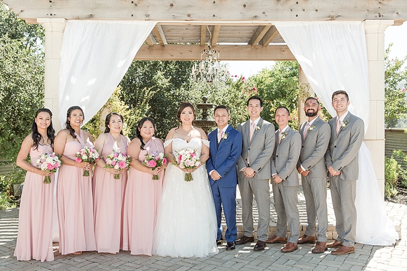 wedding party in blush and gray