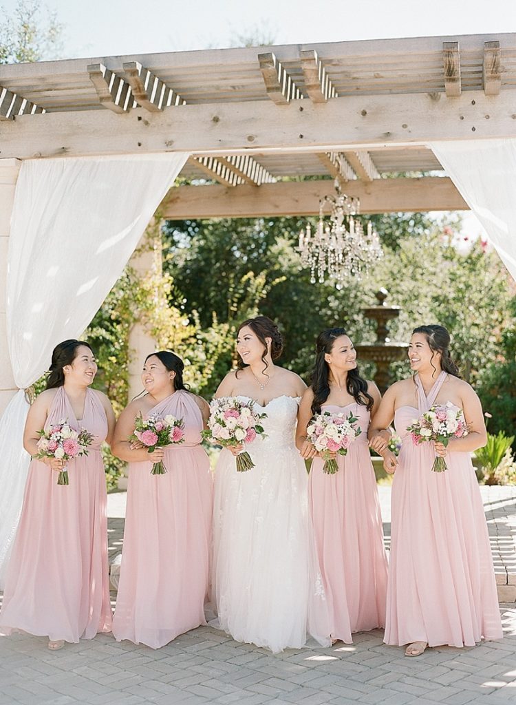blush bridesmaids dresses in Birdy Grey || The Ganeys