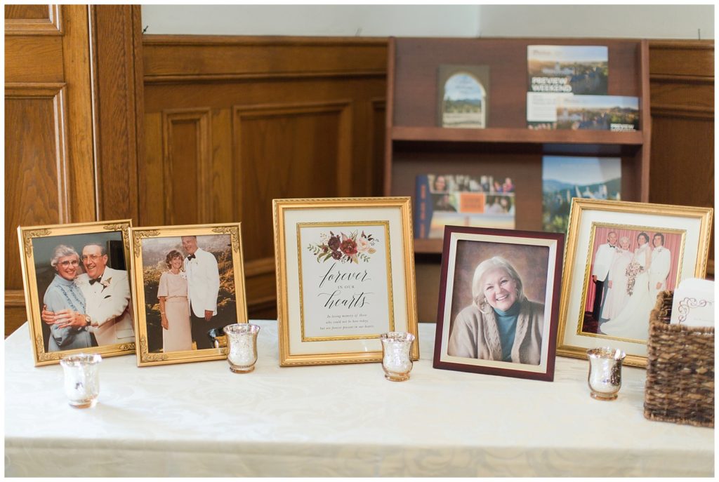 Memory table for loved ones at wedding