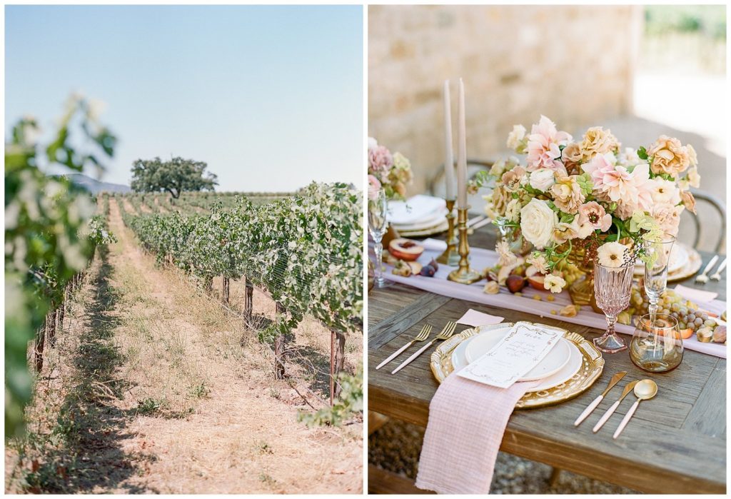 Sunstone Winery wedding with blush and gold details