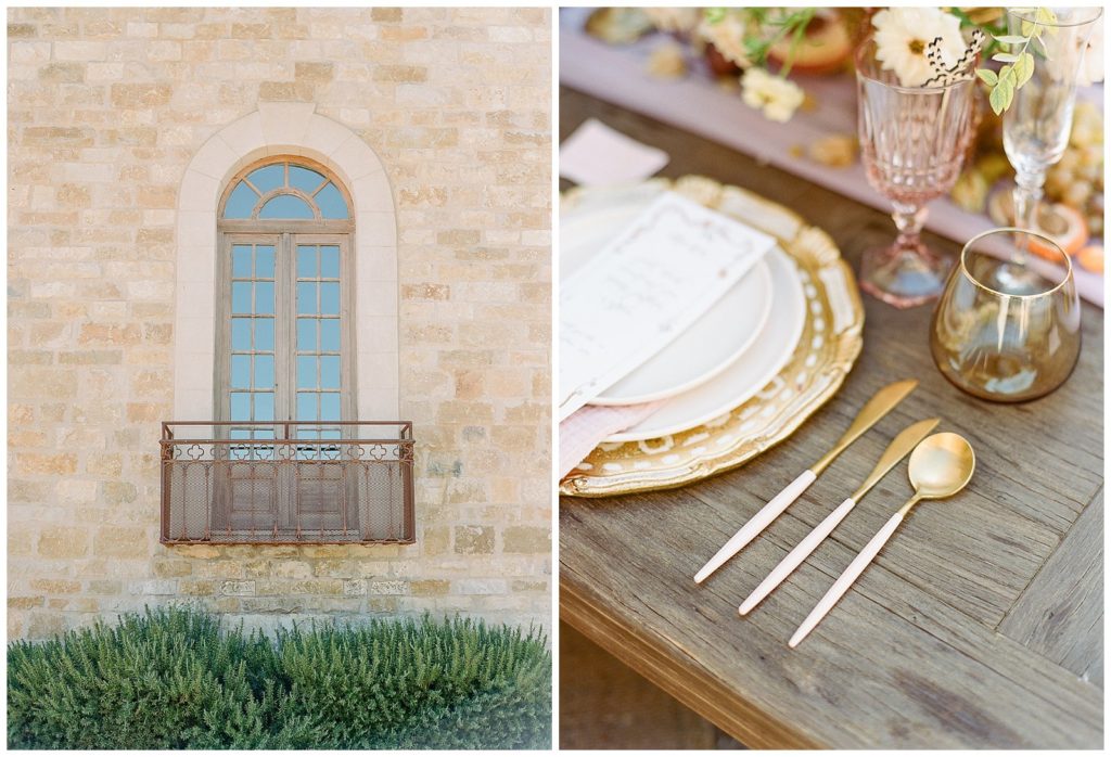 Gold flatware at Sunstone Winery with Couture Events
