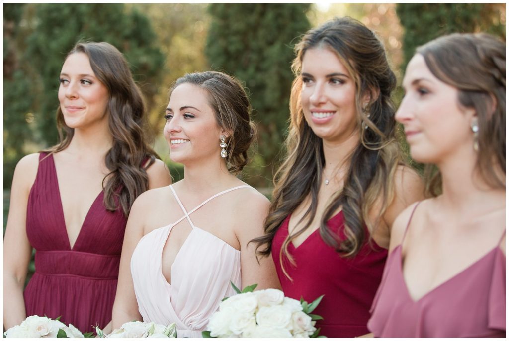 berry toned bridesmaids