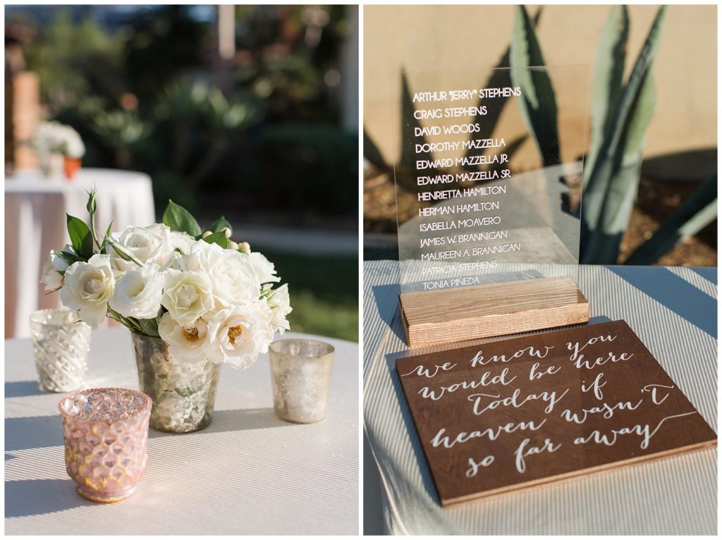 Memory sign for family who can't be at the wedding