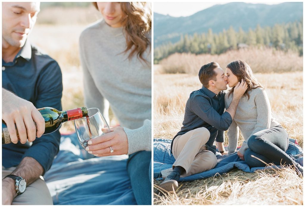 Engagement photos in a California field