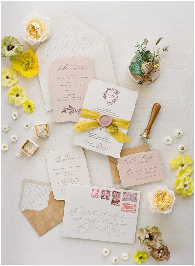 Fine art wedding invitation by Paper Ocelot for a Viansa Sonoma Wedding || The Ganeys