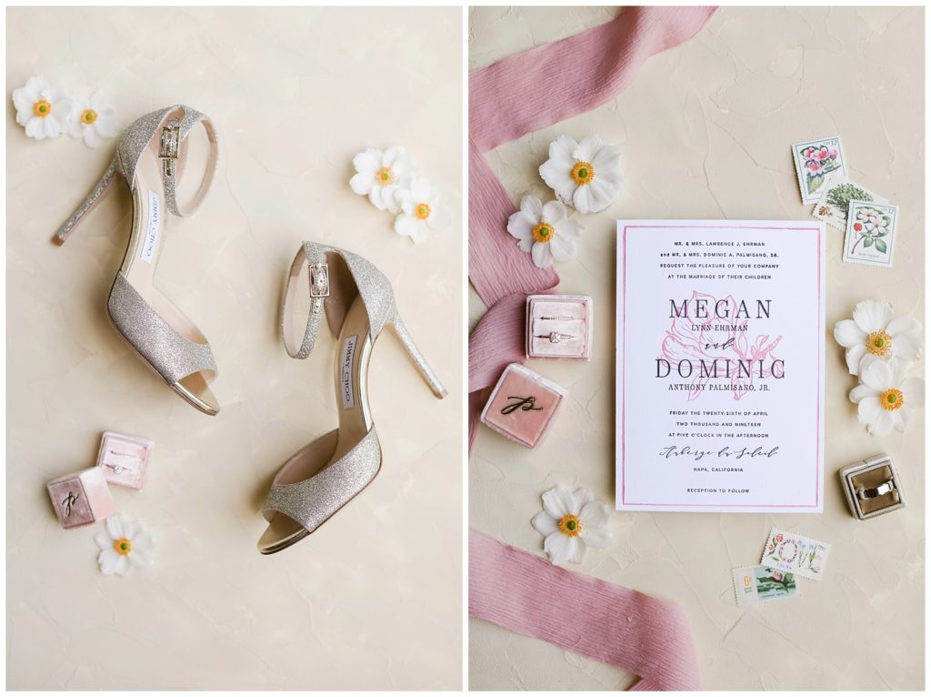 Wedding invitation with blush details