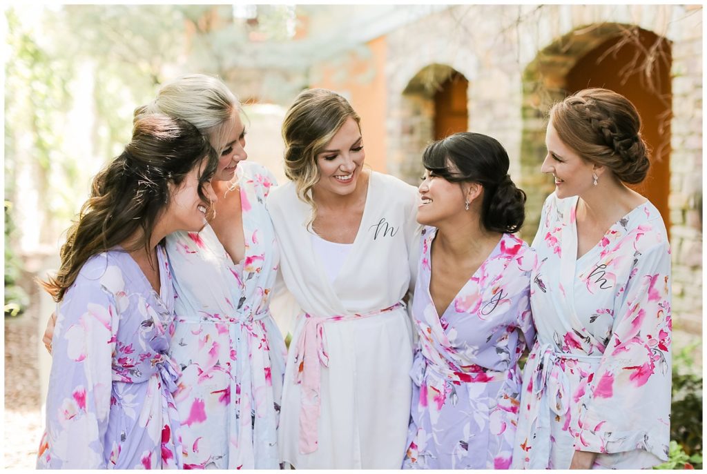 bridesmaids in robes in Napa