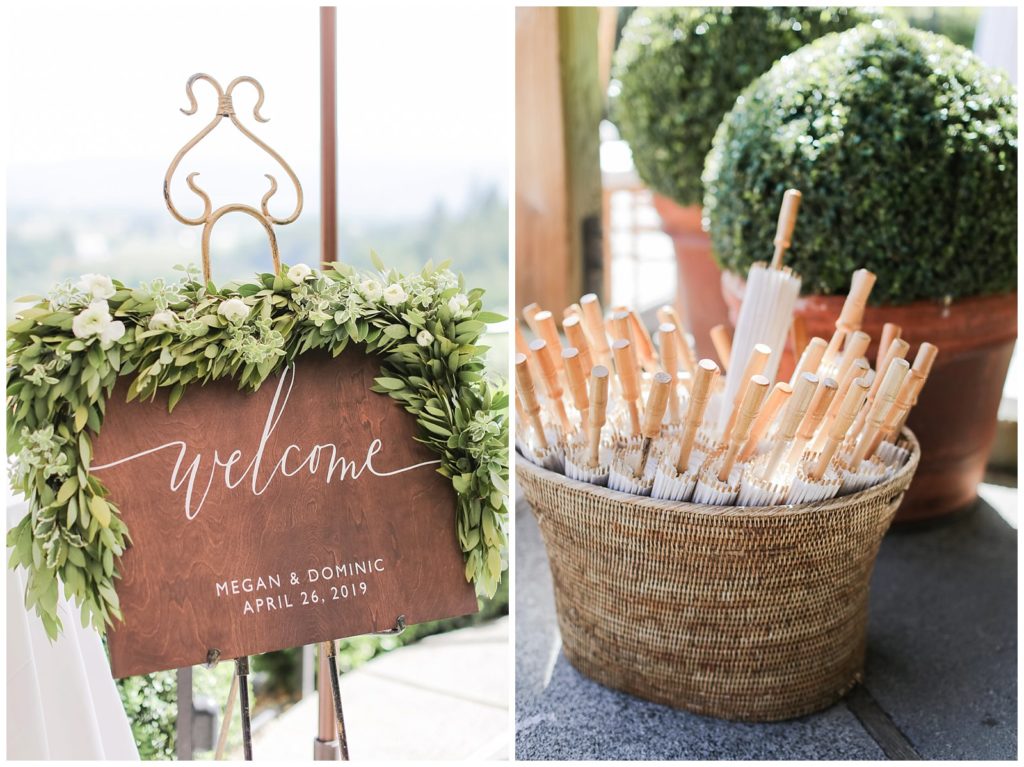 welcome sign for a wedding at Auberge Du Soleil