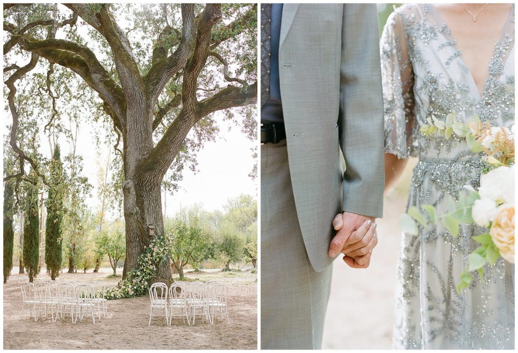 Campovida wedding reception under the oak tree