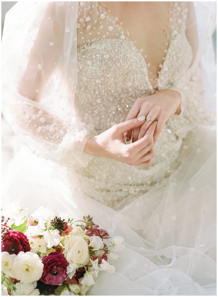 Erstwhile Jewelry with Julie Vino Bridal gown