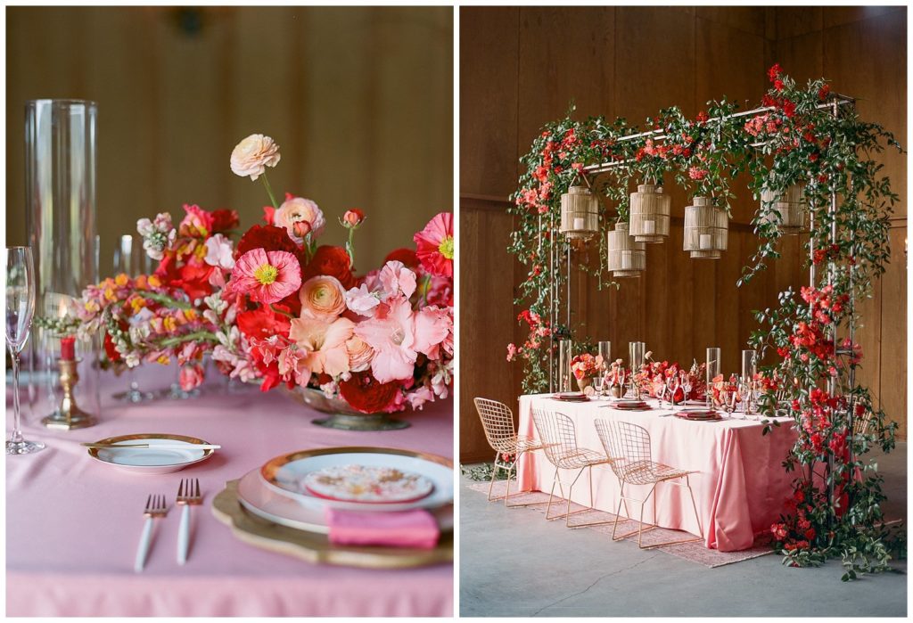 Pink and red wedding ideas from Max Gill Design and Kate Siegel
