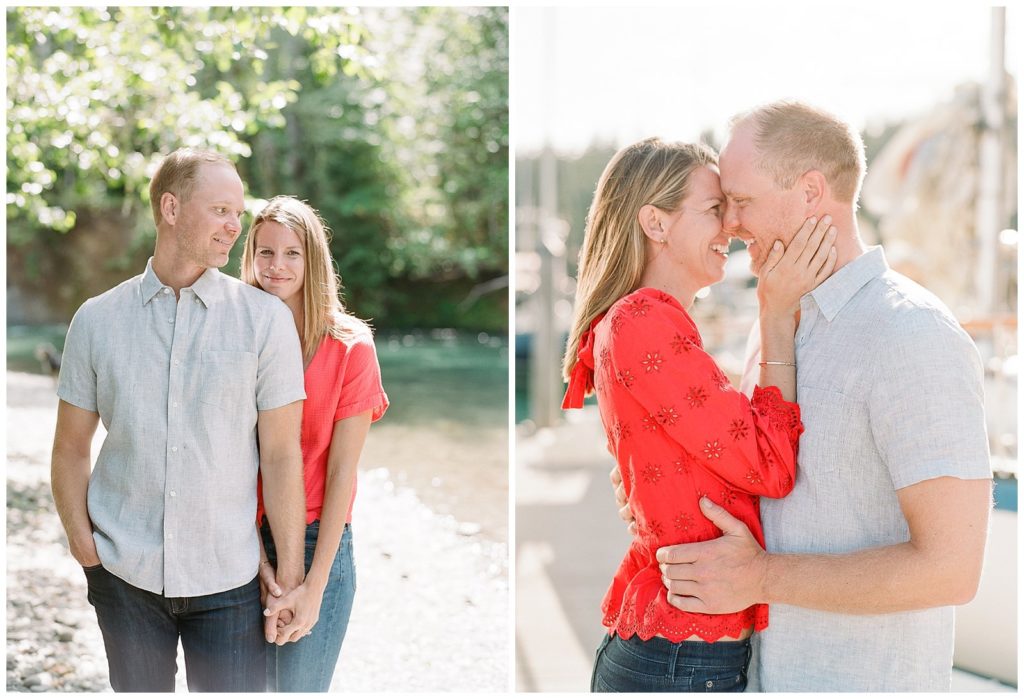 Seattle engagement photos with red top