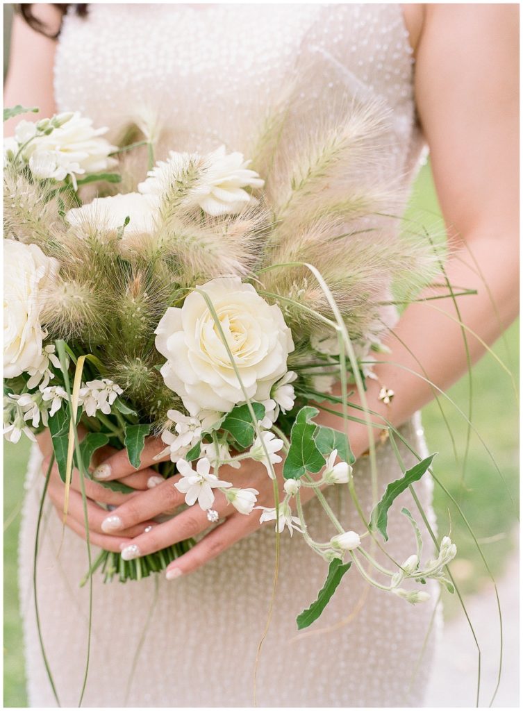 Gather Design Company bouquet with white and greenery || The ganeys