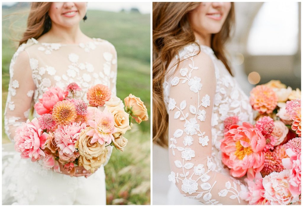 Coral ombre bouquet by Gather Design Company