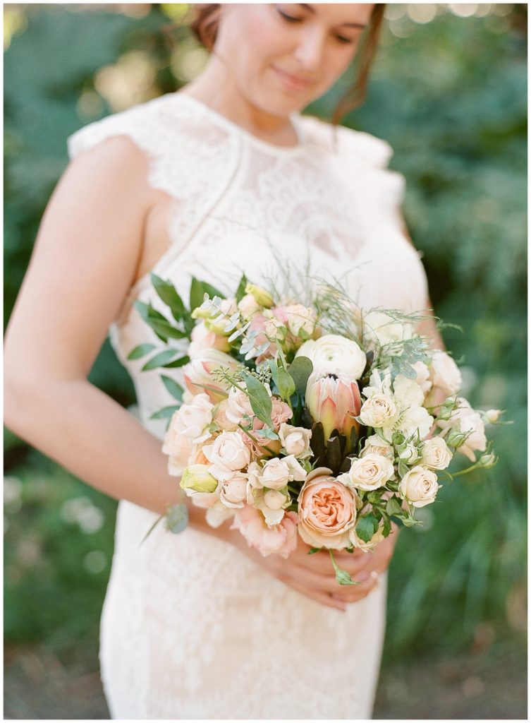 Farm Girl Flowers Wedding bouquet with proteas
