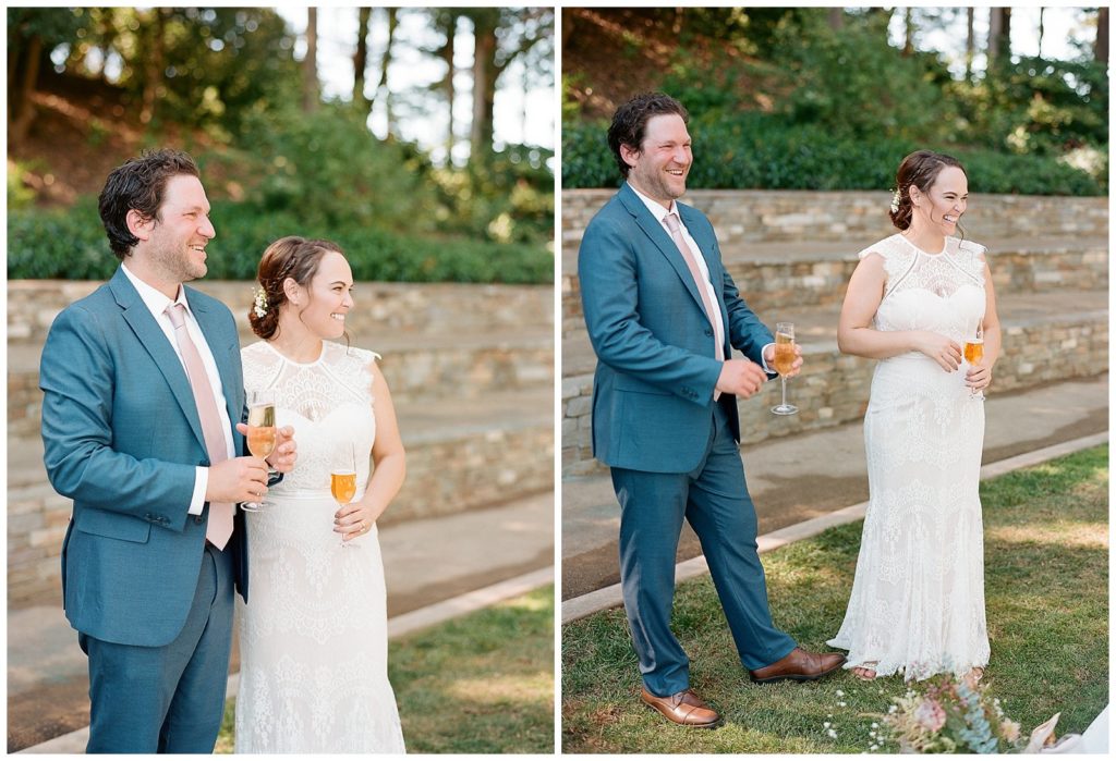 Champagne toast in Lafayette Park after elopement