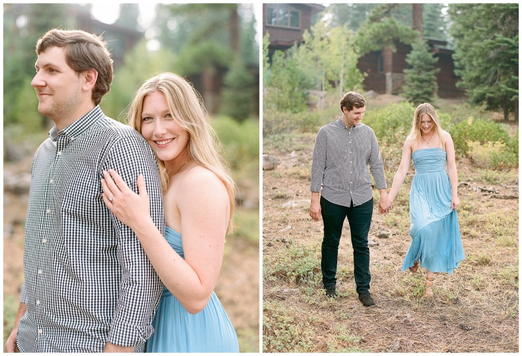 engagement session with light blue dress