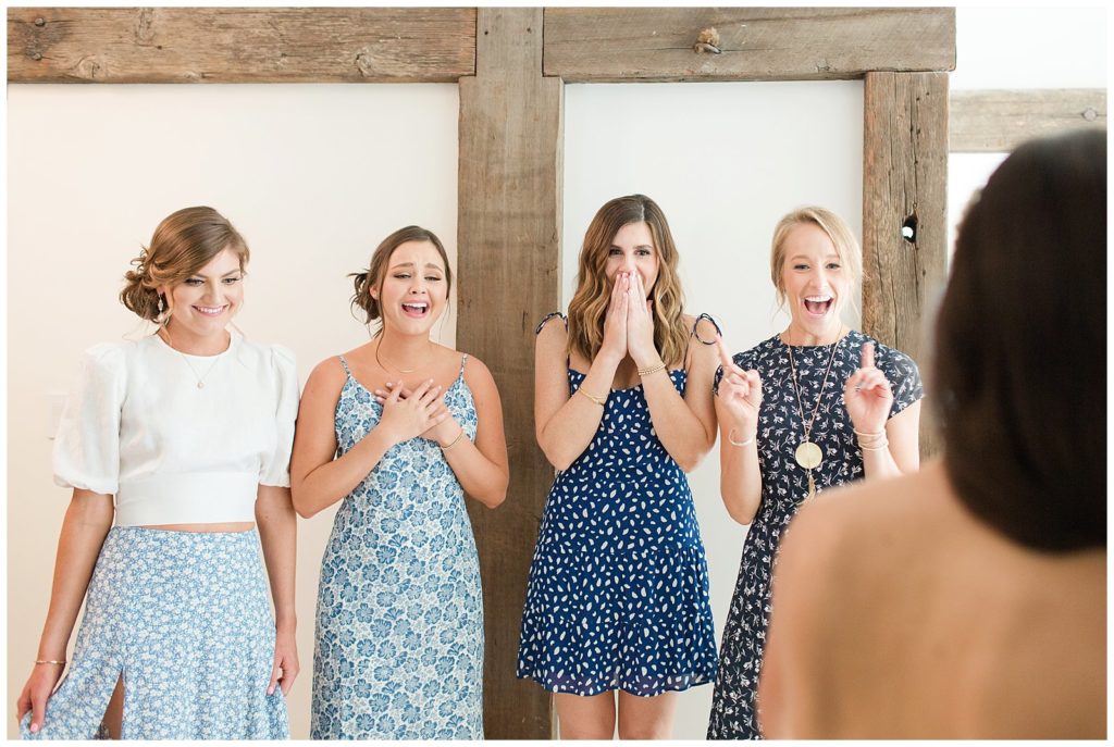 first look with your bridesmaids
