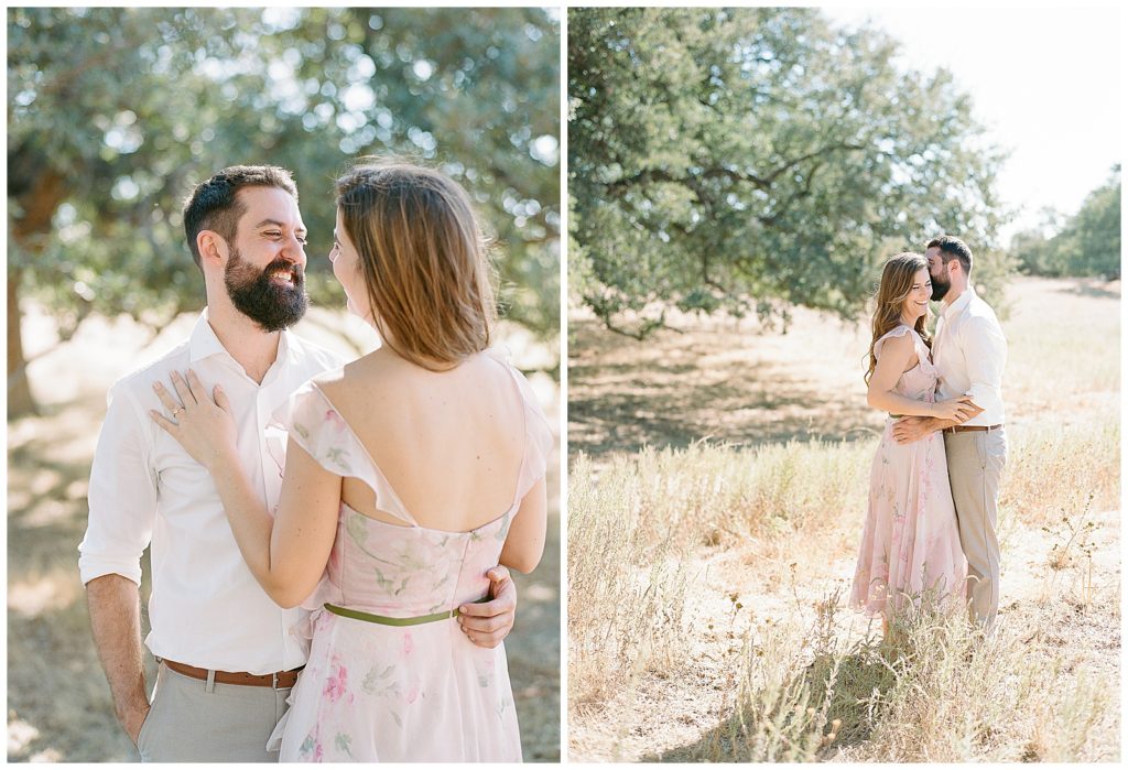 San Diego engagement photos with blush flowey dress