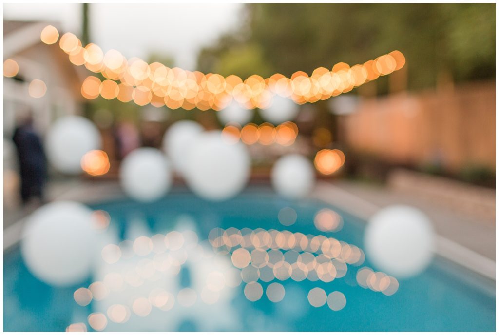 outdoor wedding reception by a pool in Pleasant Hill