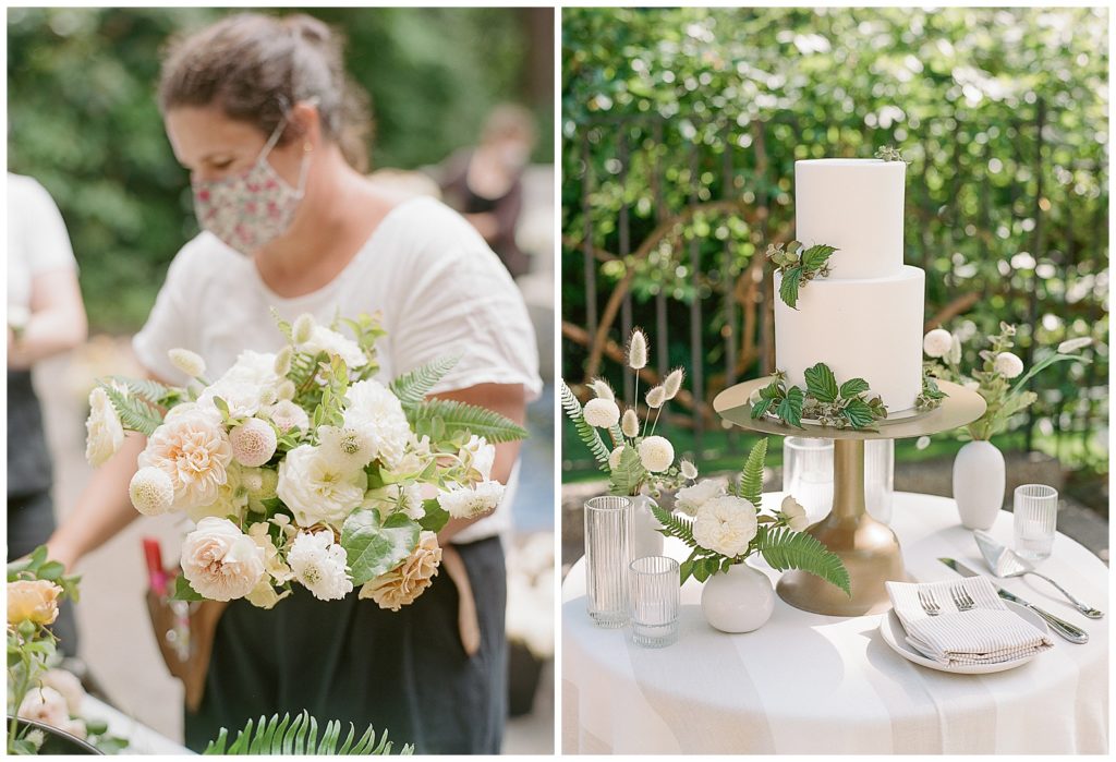 Minimal two tiered wedding cake with Gather Design Company