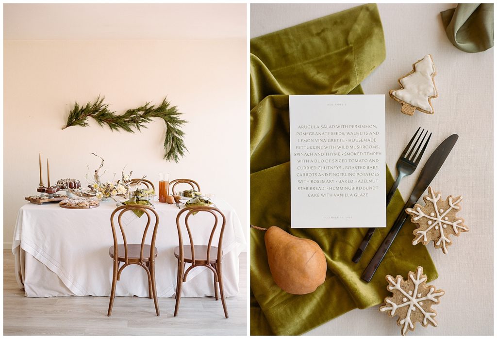 Holiday tablescape ideas with chartreuse pops of color