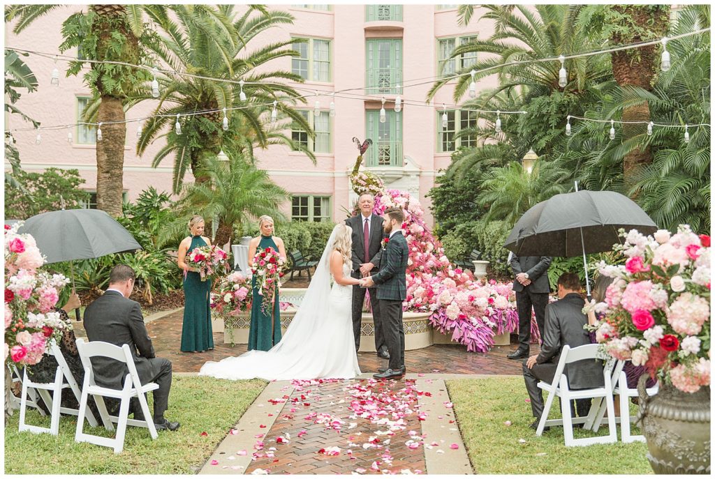 Micro wedding at the vinoy with floral peacock