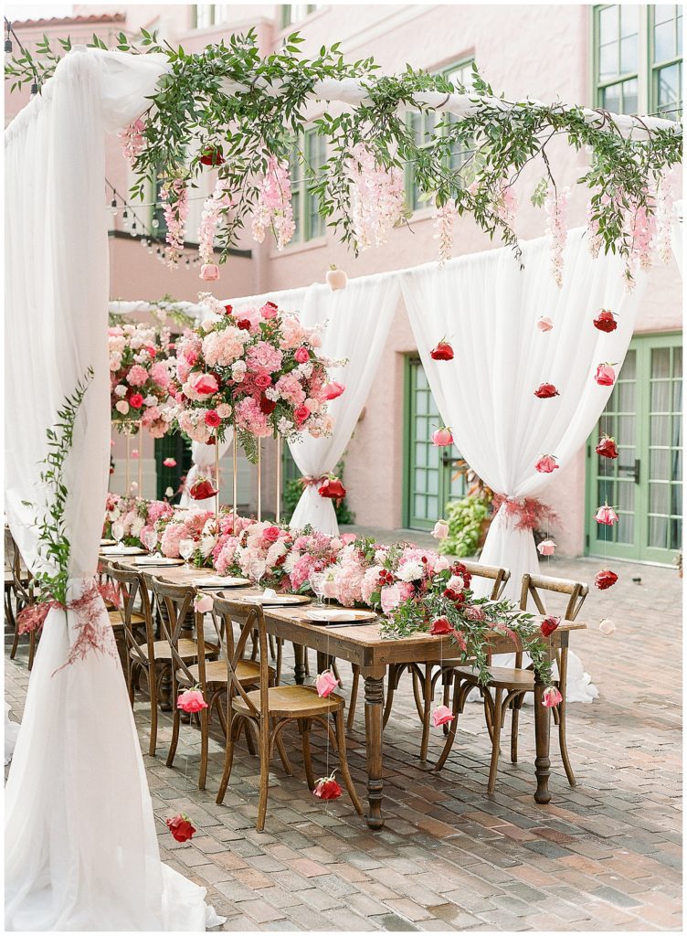 hanging roses wedding reception