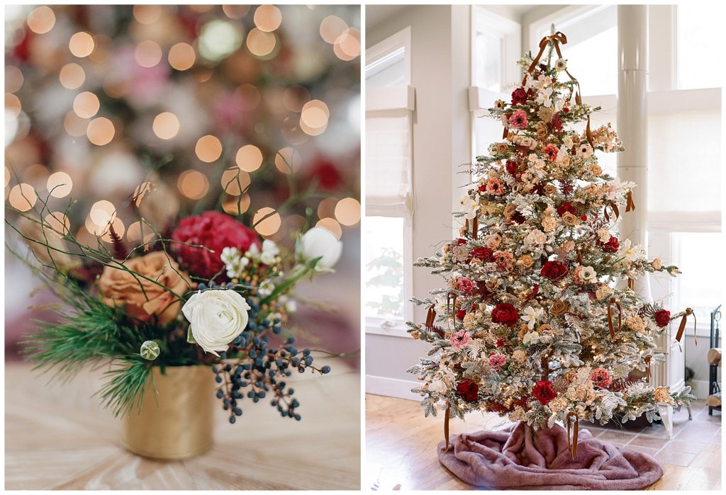 Flash photography shot on film with Contax 645 Floral Christmas Tree by Busy Bee Floral