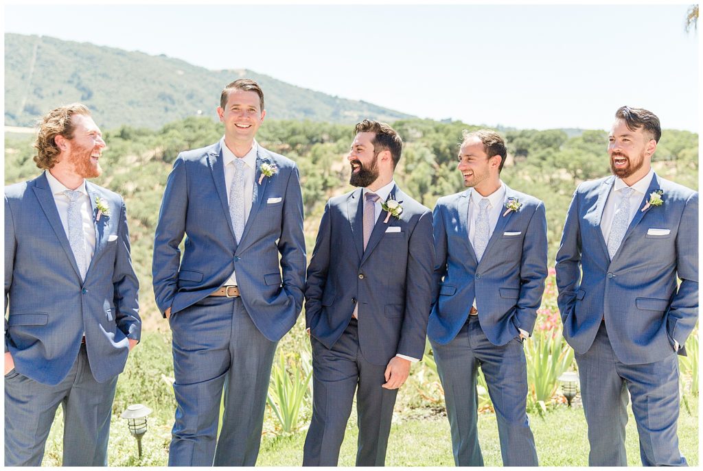 mismatched blue suits wedding