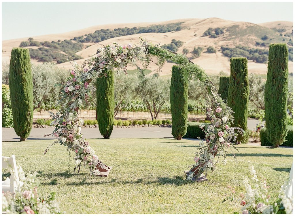 Vanda Floral circular arch for Viansa Sonoma wedding
