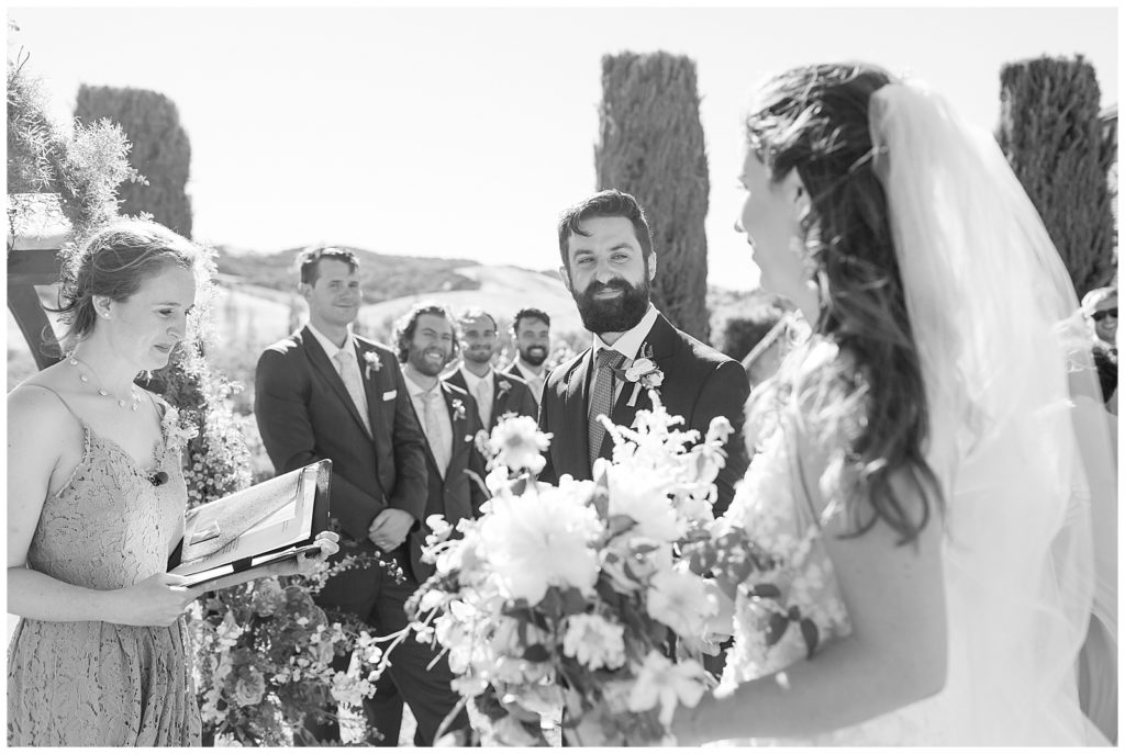 groom looking at bride at Viansa Sonoma wedding