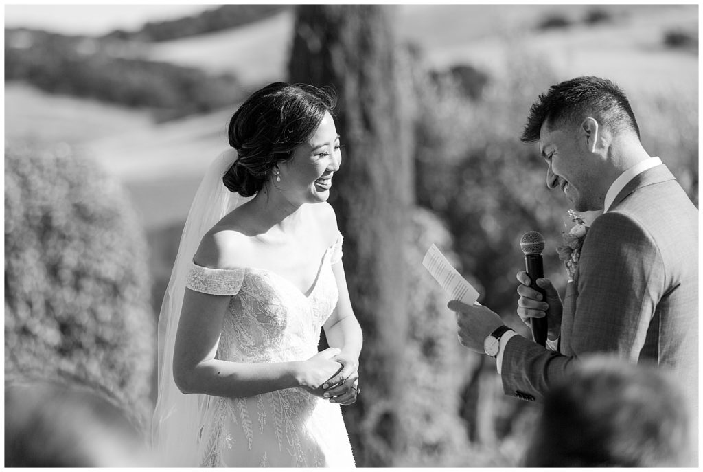 Windy wedding ceremony at Viansa Sonoma
