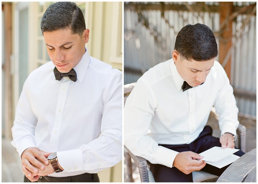 groom getting ready at Carneros Resort and Spa