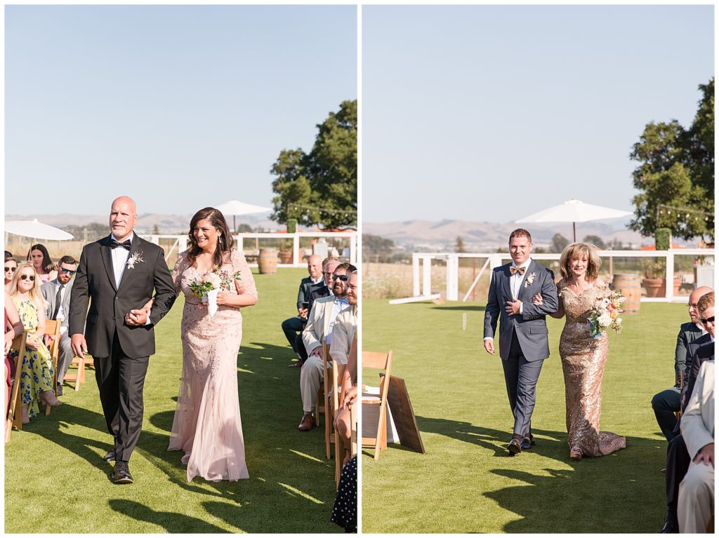Parents walking down the aisle at carneros resort ceremony