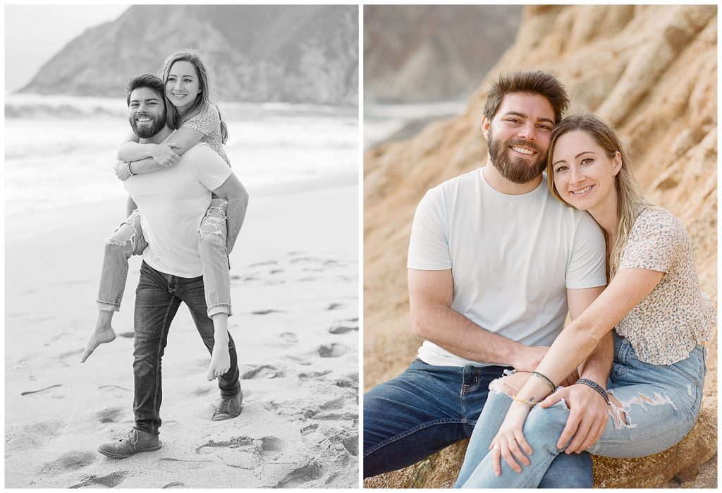 casual jeans and t shirt engagement photos