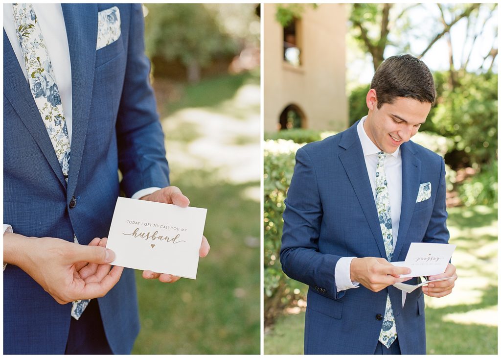 groom opening letter from his bride
