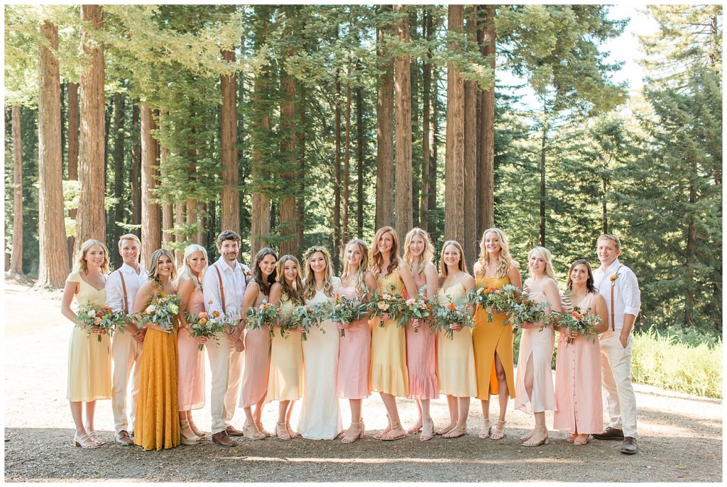 shades of sunset for bridesmaids dresses