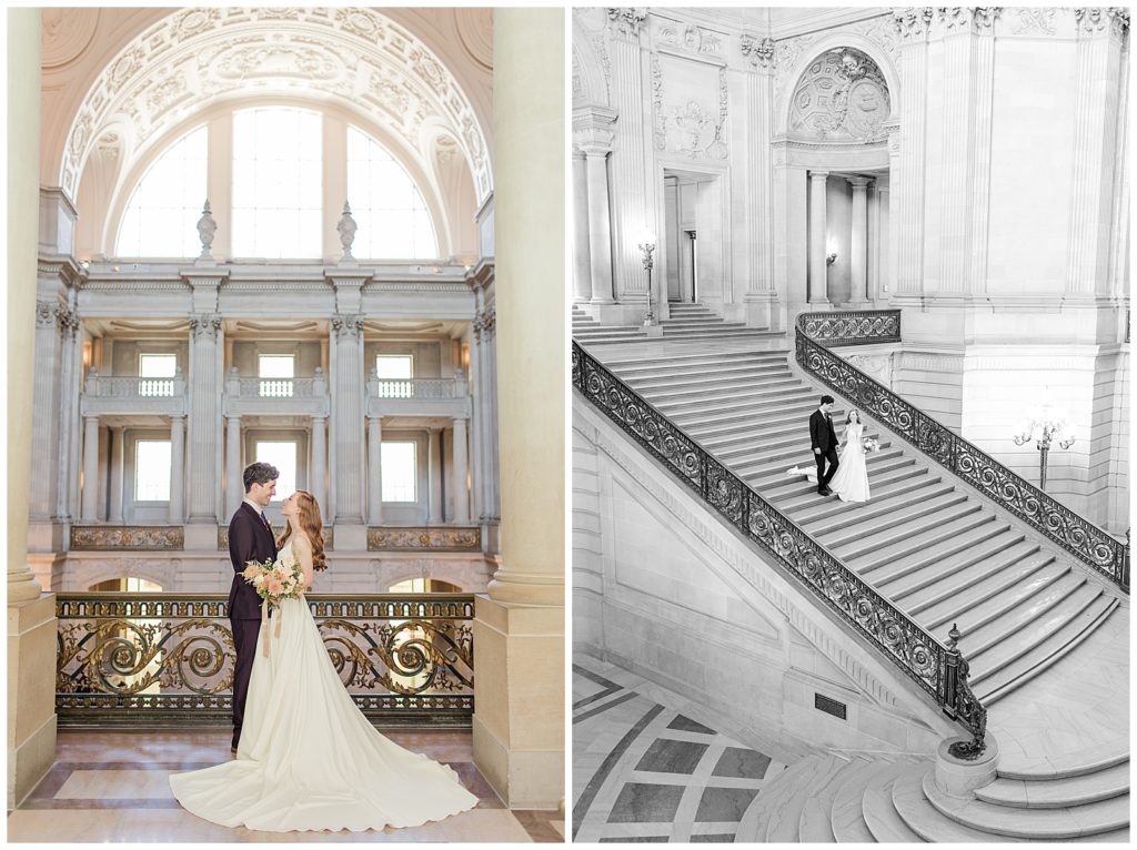 grand staircase photos at SF City Hall Wedding