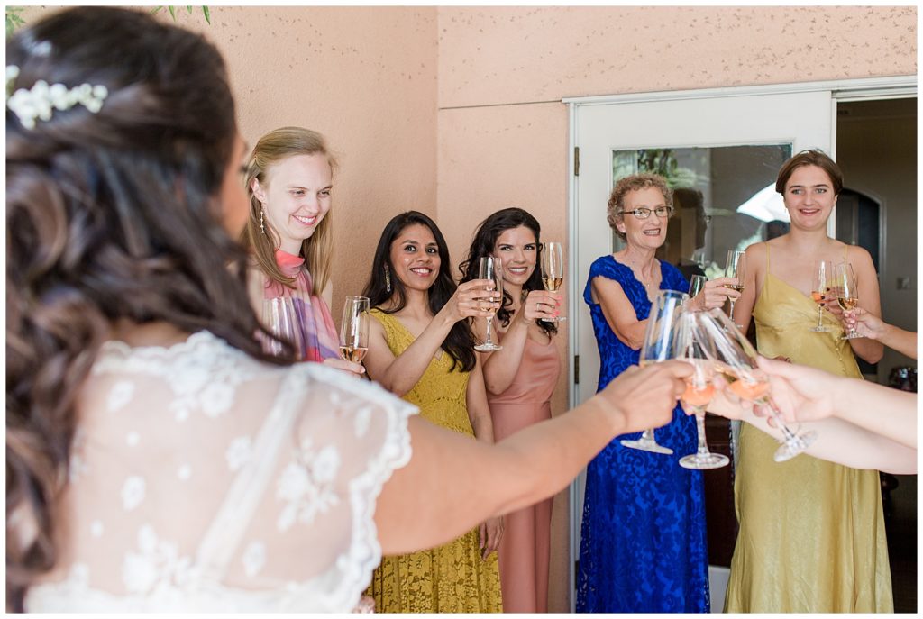 champagne toast on wedding day
