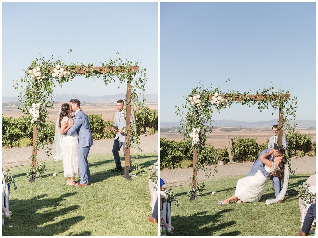 wedding ceremony on upper lawn at Viansa Sonoma