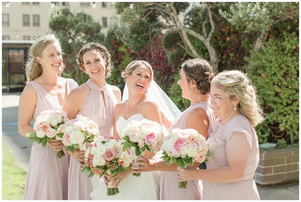 bridesmaids in light lavender