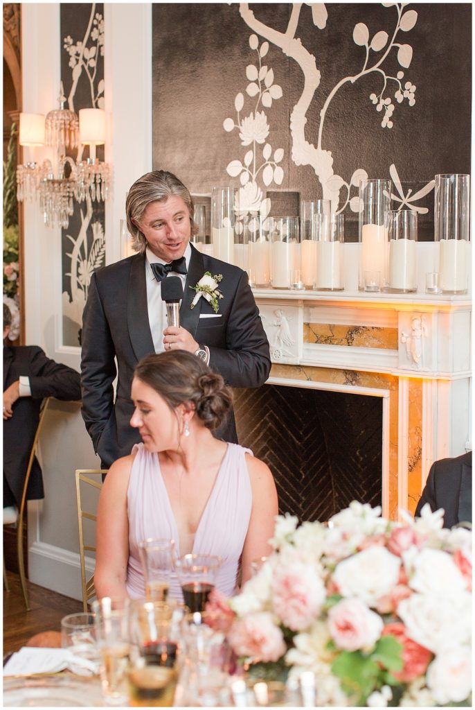 groom toasts bride on wedding day at SF Fairmont