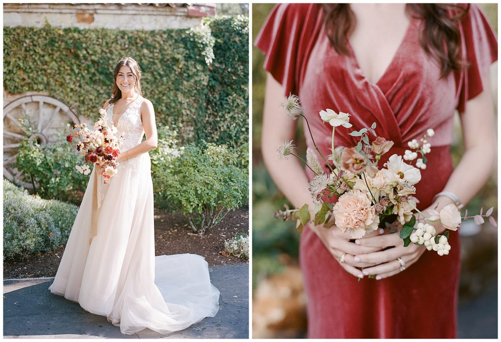 Anastasia Andenmatten florist fall wedding at Holman Ranch petite bridesmaids bouquets