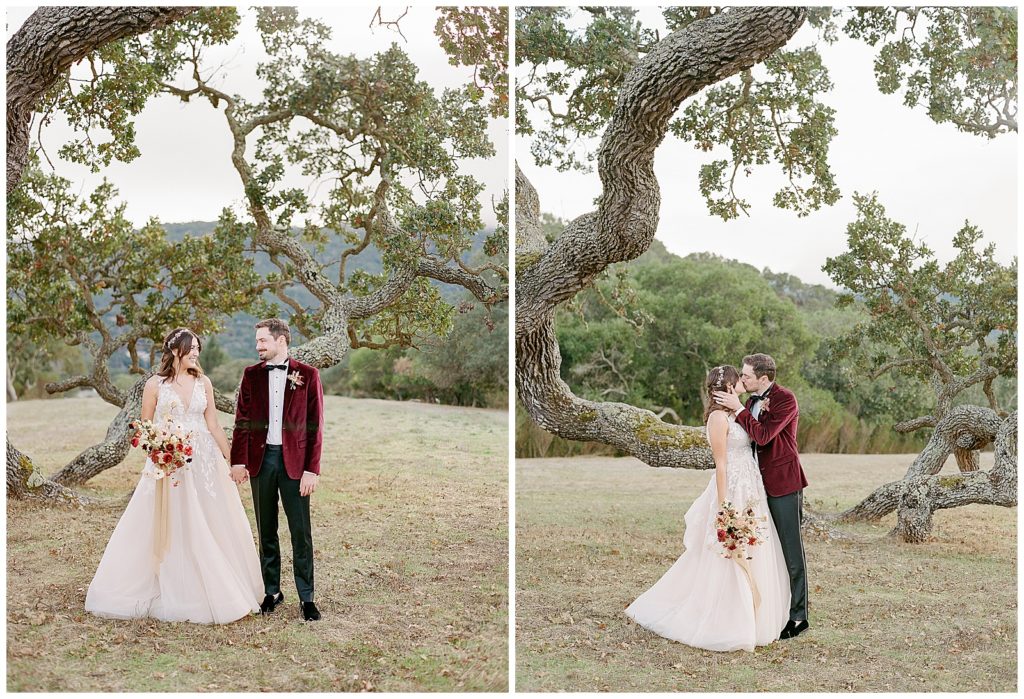 Sunset portraits at Holman Ranch with iconic oak tree