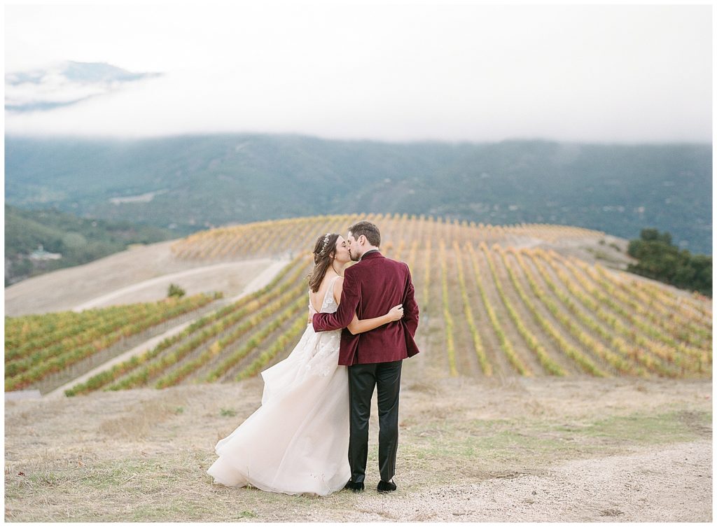Sunset portraits in Holman Ranch vineyard for fall wedding with Ruby and Rose and The Ganeys